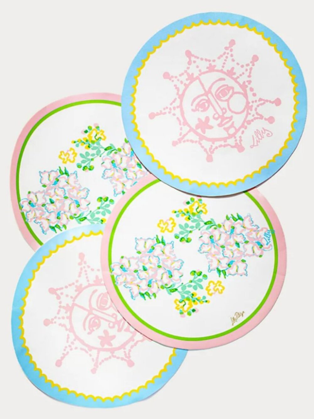 NWT Lilly Pulitzer Wipeable Placemats Set of 4 Multi Lilly Garden Round 16"